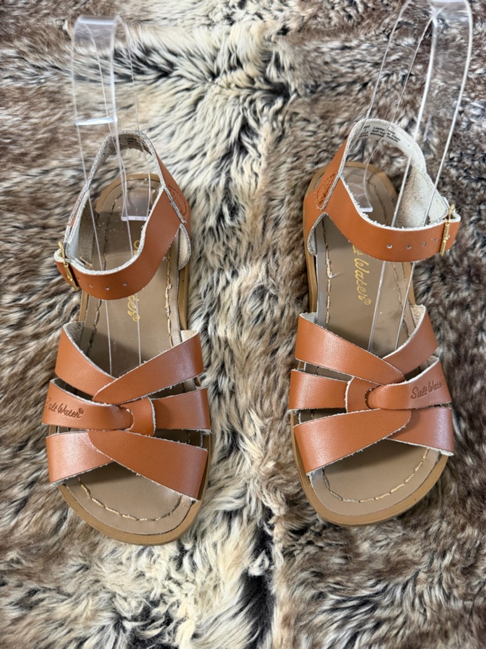 Salt Water Sandals by Hoy Kids Tan Brown Strappy Leather Sandals